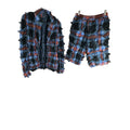 Spiked tartan plaid jacket and short set