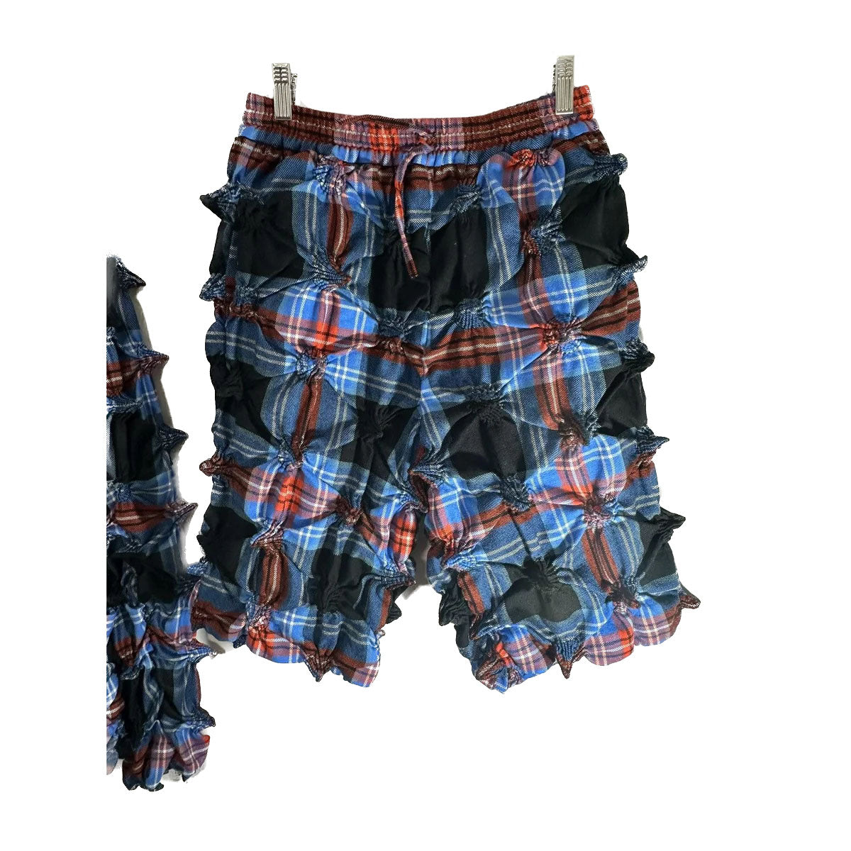 Spiked tartan plaid jacket and short set