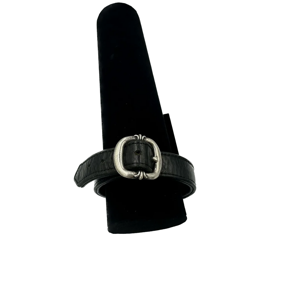 Chrome Hearts Leather Silver Logo Scroll Bracelet