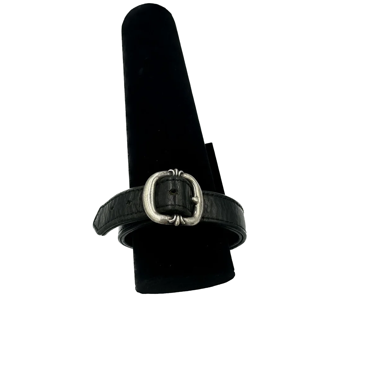 Chrome Hearts Leather Silver Logo Scroll Bracelet