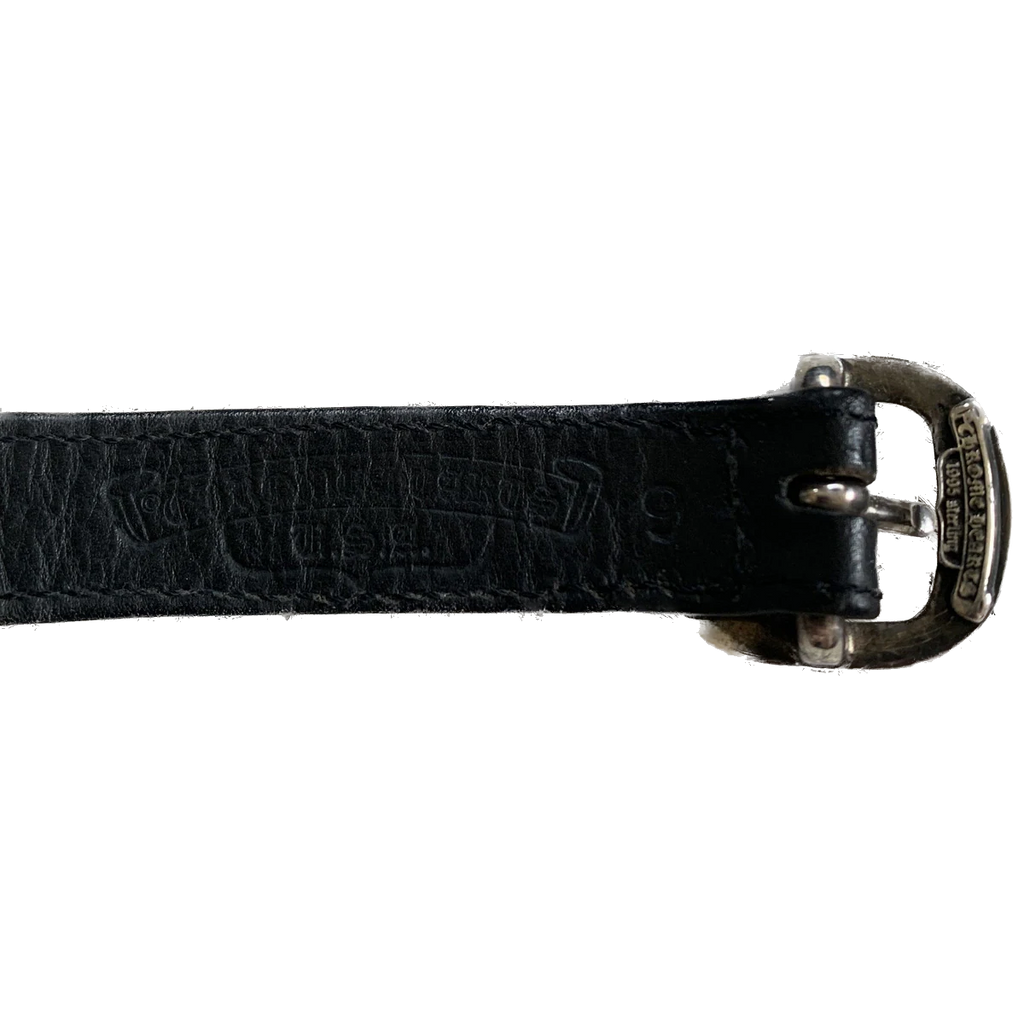 Chrome Hearts Silver Cross Leather Bracelet