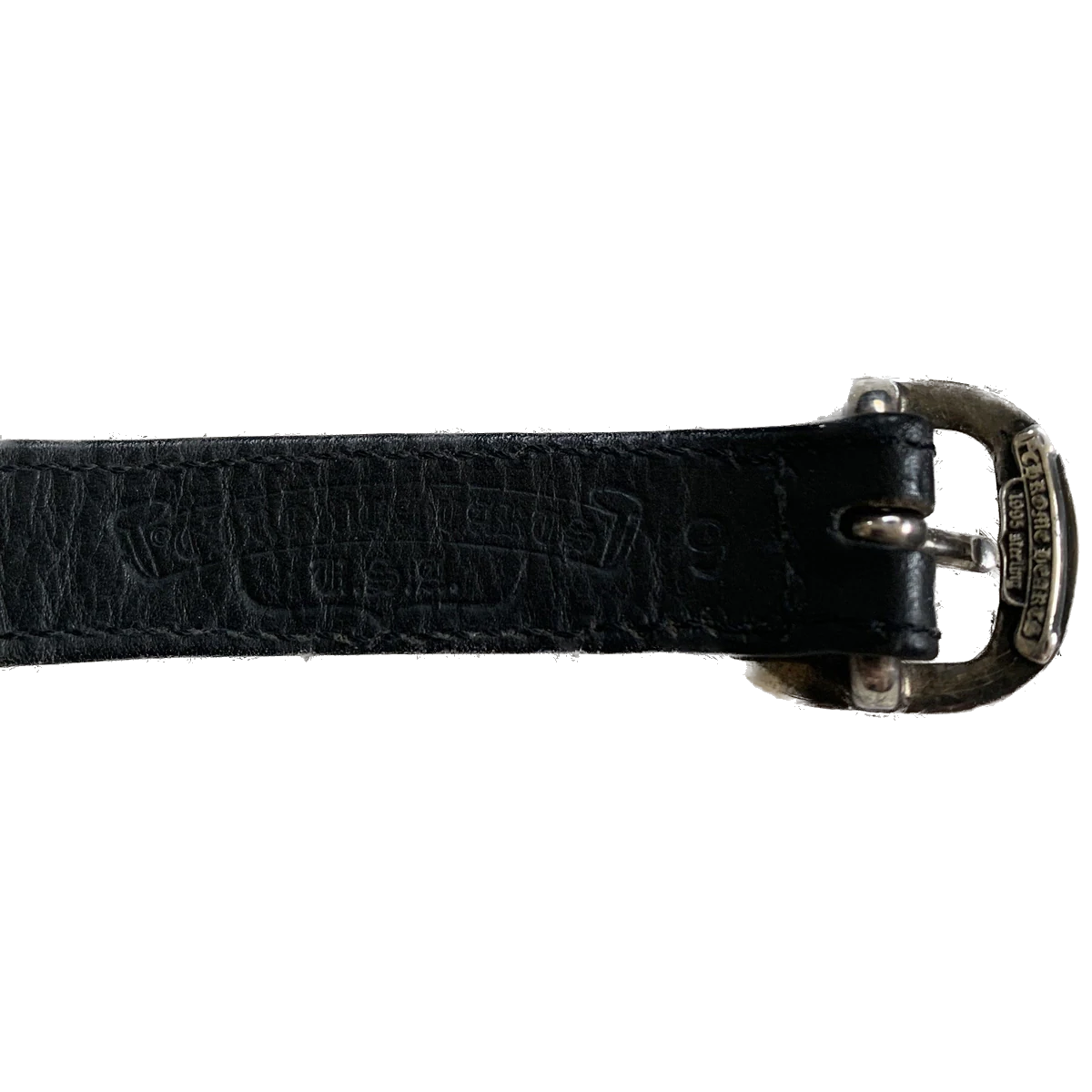 Chrome Hearts Silver Cross Leather Bracelet