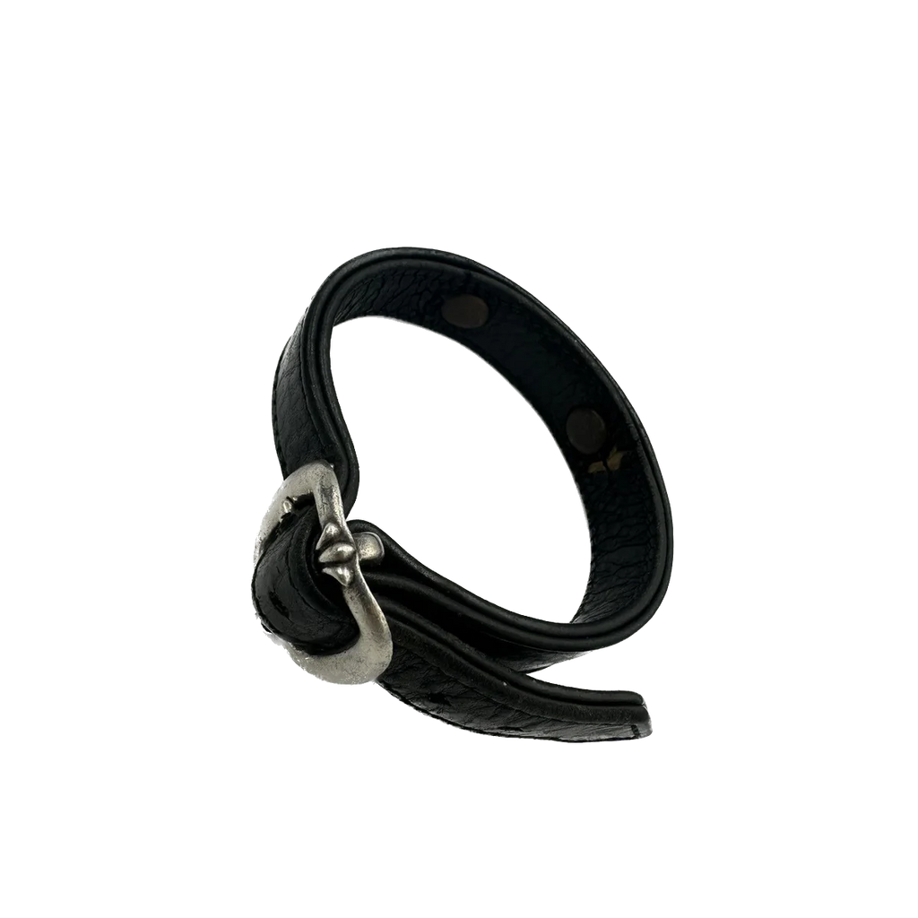 Chrome Hearts Leather Silver Logo Scroll Bracelet