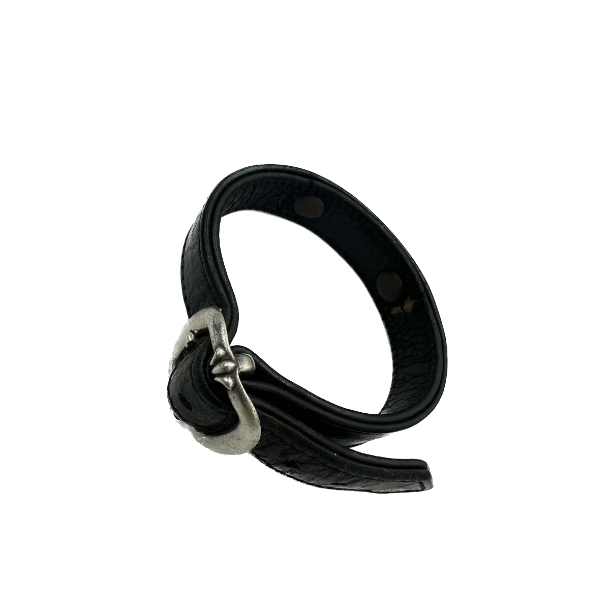 Chrome Hearts Leather Silver Logo Scroll Bracelet