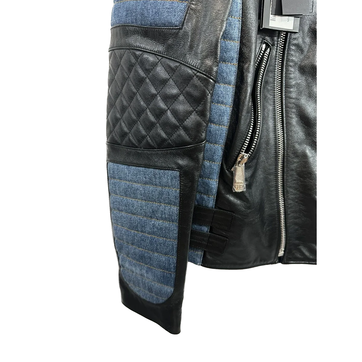 Philipp Plein Leather x Denim Jacket