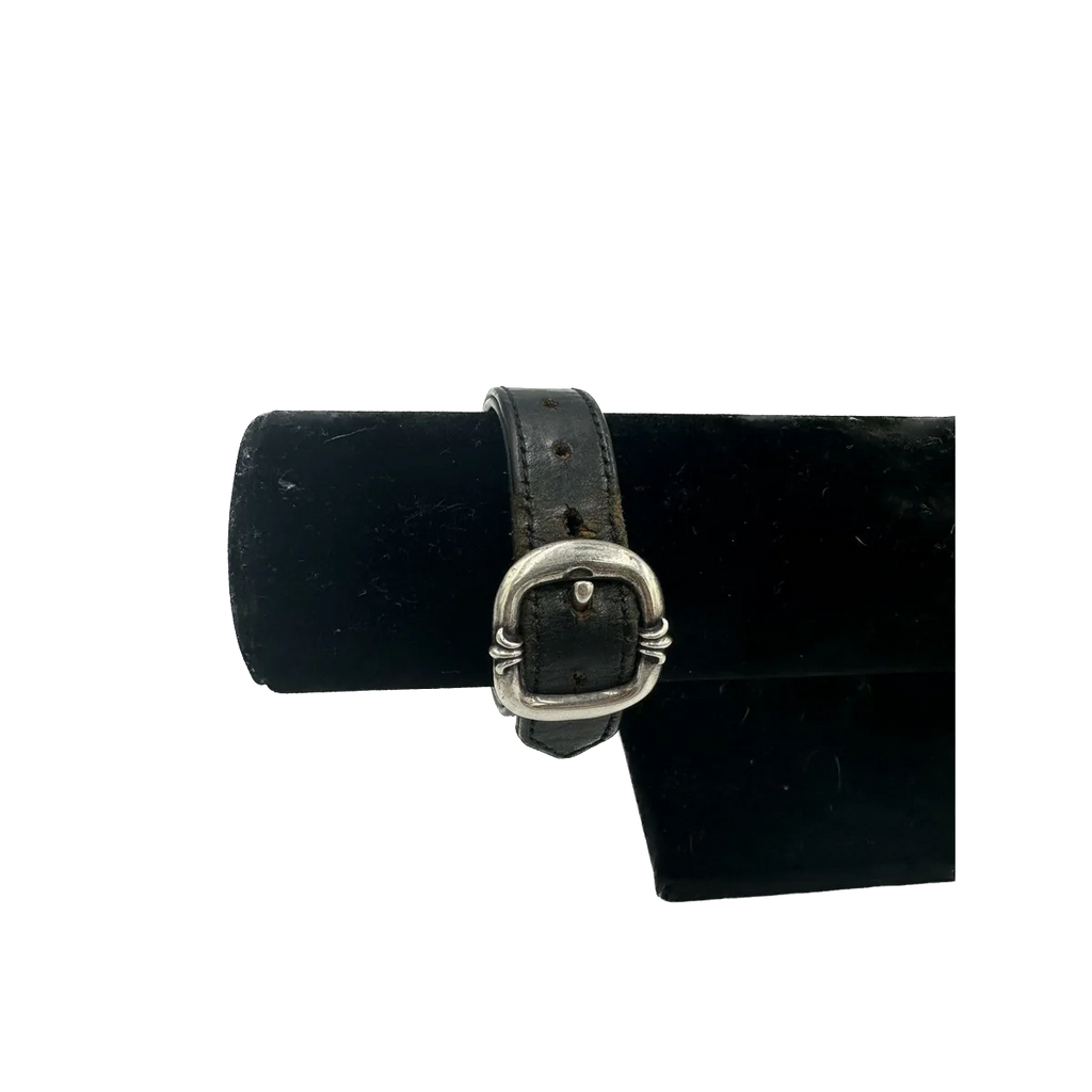 Chrome Hearts Silver Cross Leather Bracelet