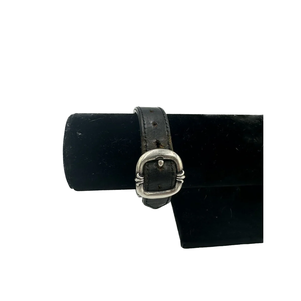 Chrome Hearts Silver Cross Leather Bracelet