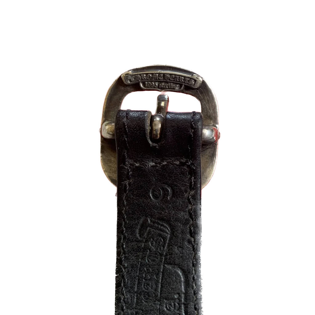 Chrome Hearts Silver Cross Leather Bracelet