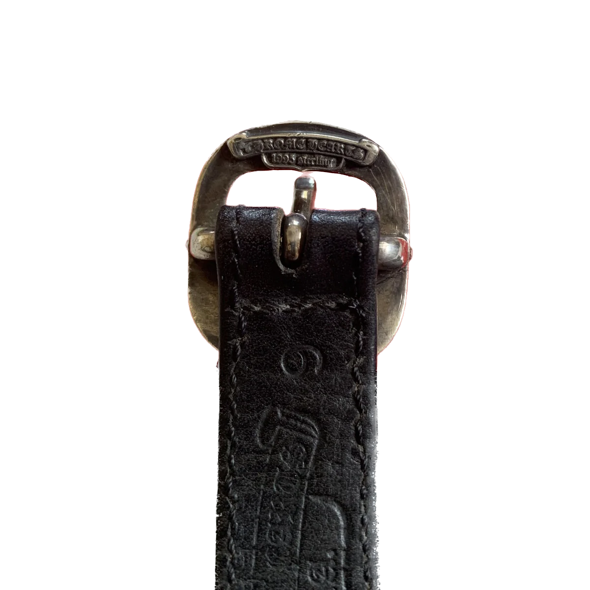 Chrome Hearts Silver Cross Leather Bracelet