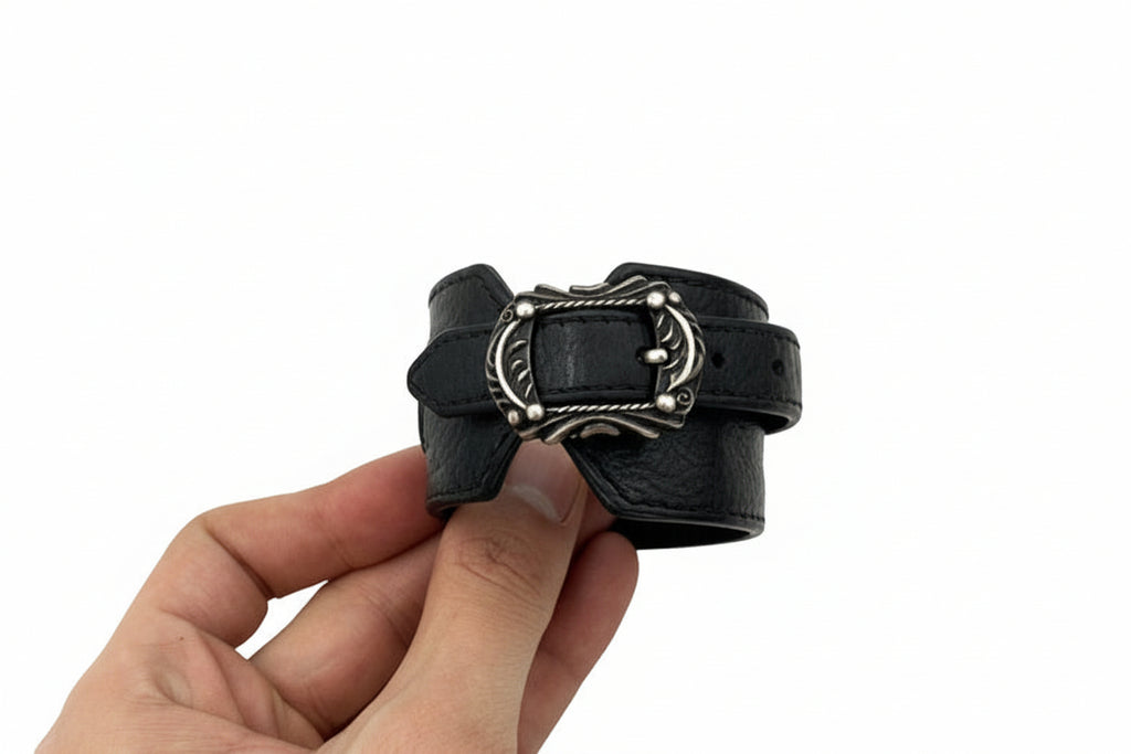 Chrome Hearts R&R Double Wrap Leather Cuff Bracelet *RARE*
