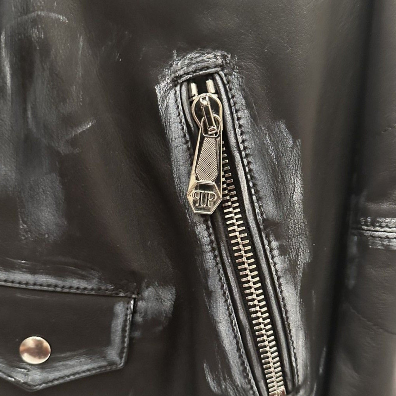 Philipp Plein Teddy Bear Leather Jacket
