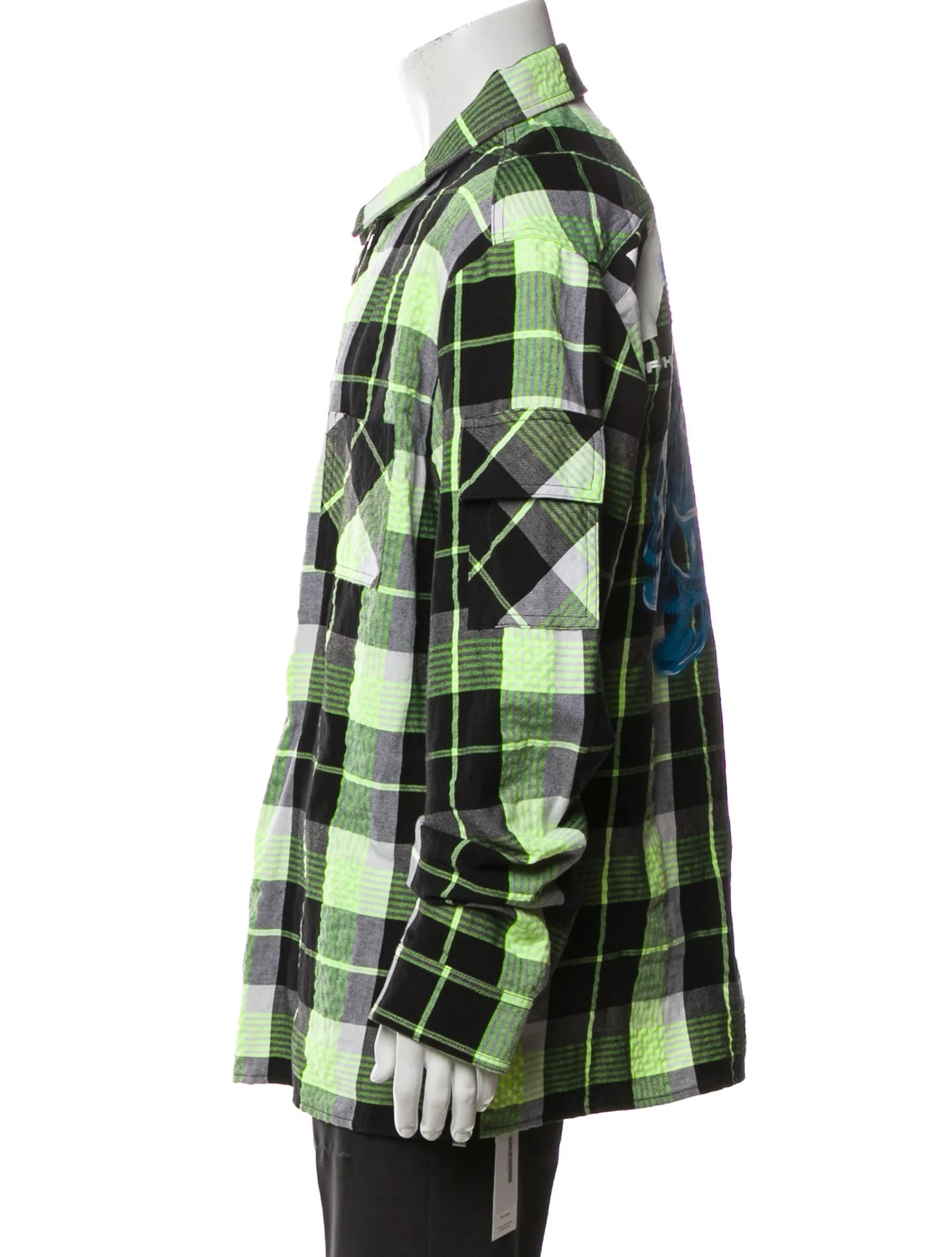 Off-White Yellow Plaid Zip Up Shirt