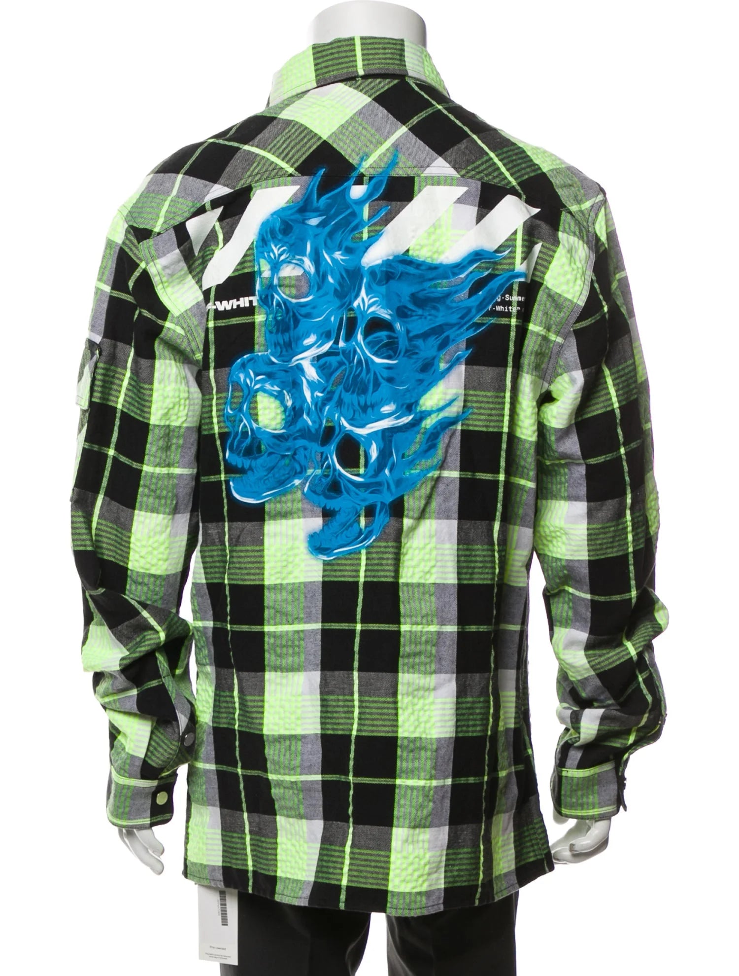Off-White Yellow Plaid Zip Up Shirt