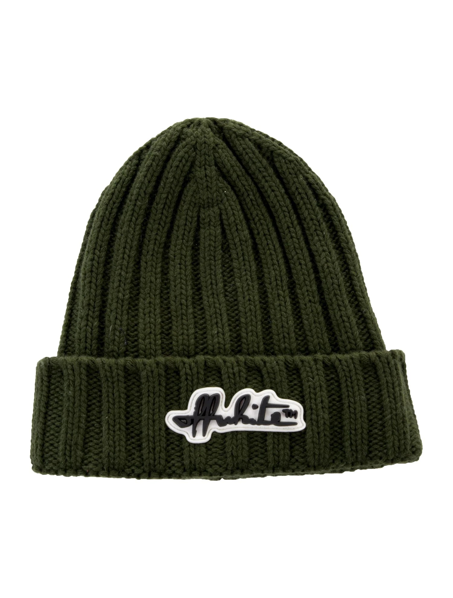 Off White Green Beanie
