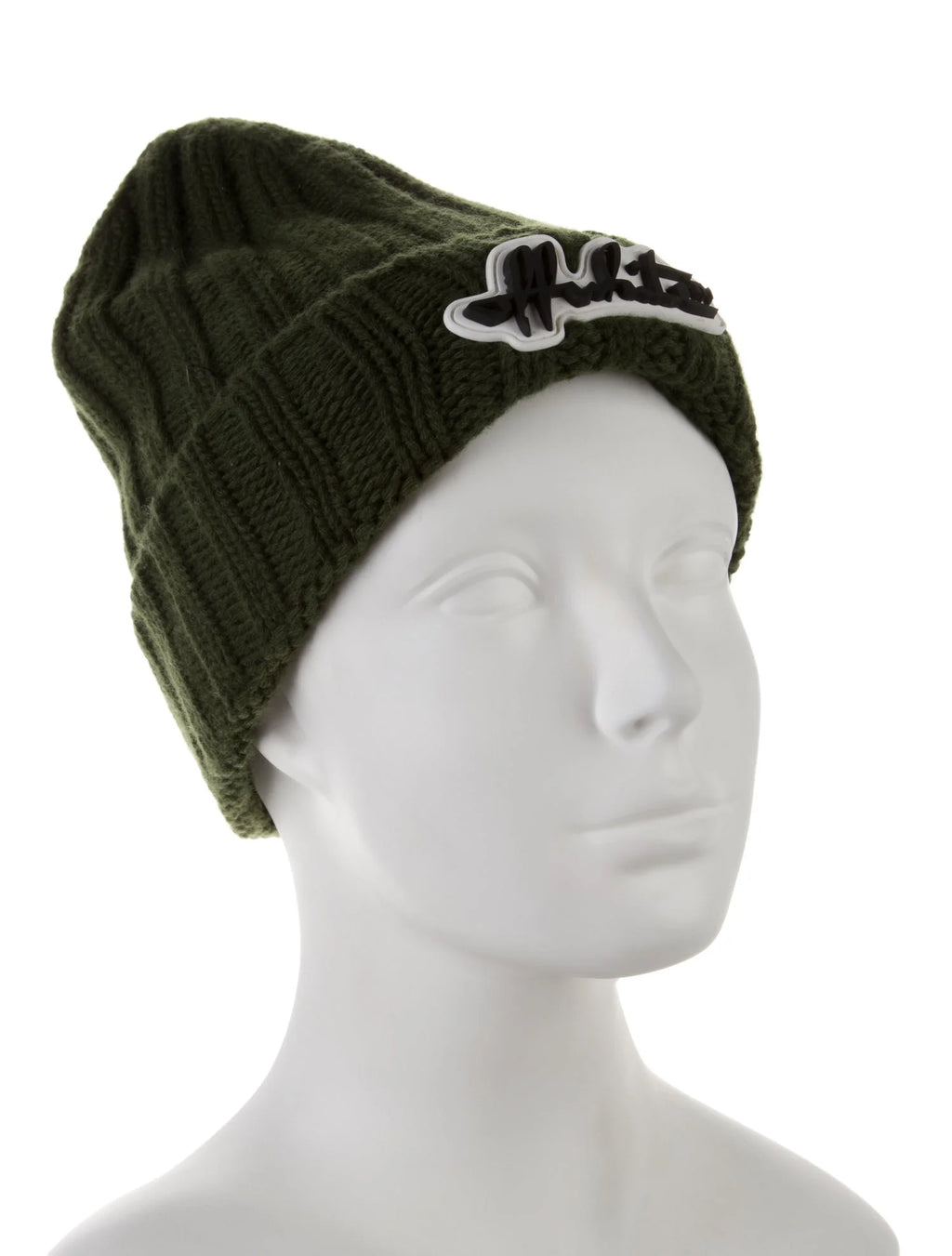 Off White Green Beanie
