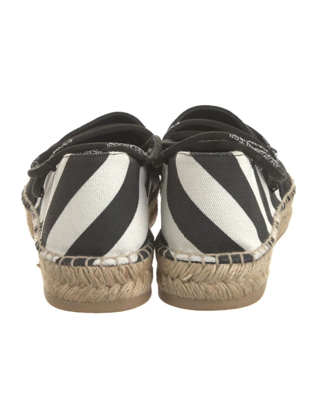 Off-White Canvas Striped Espadrilles With Laces