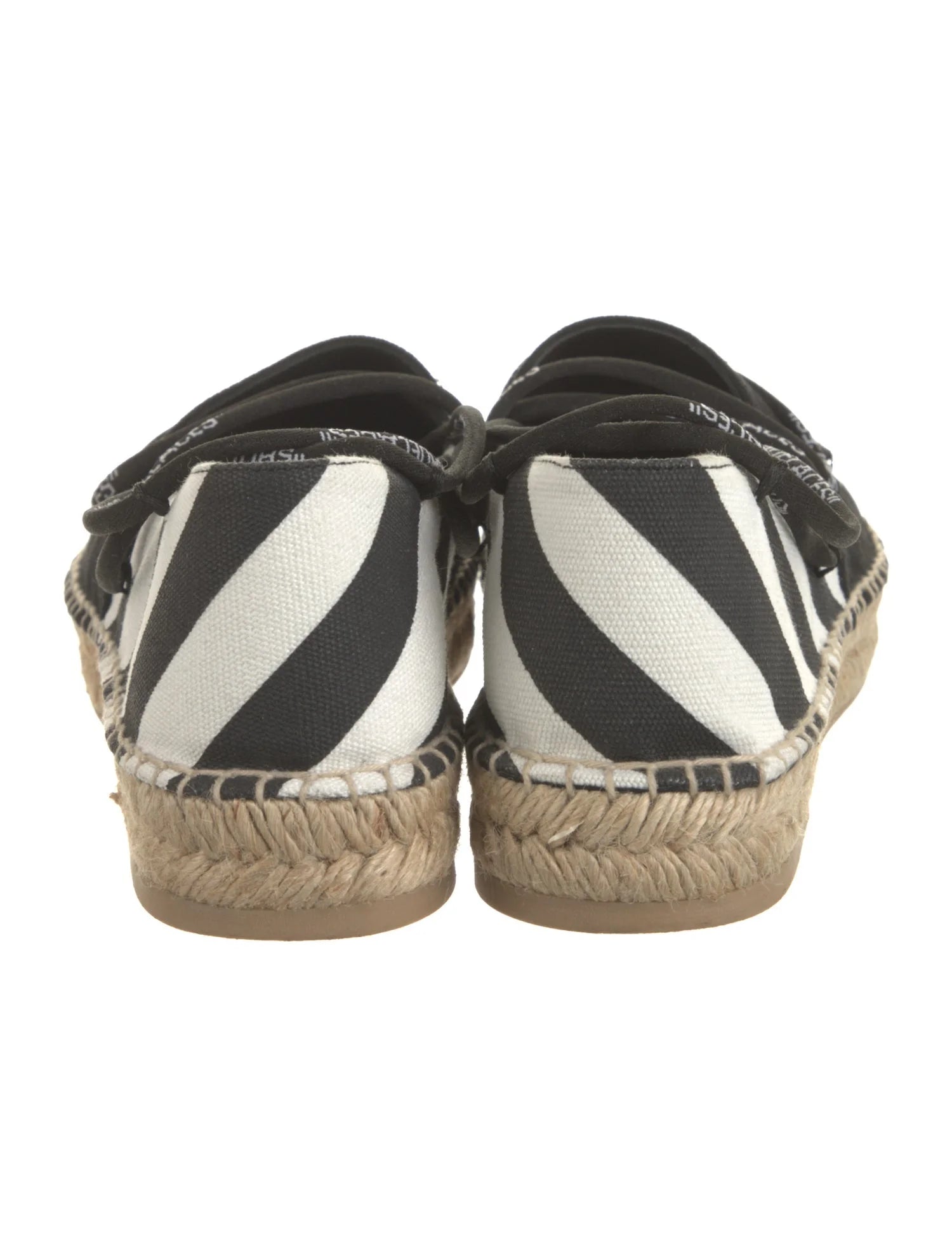 Off-White Canvas Striped Espadrilles With Laces
