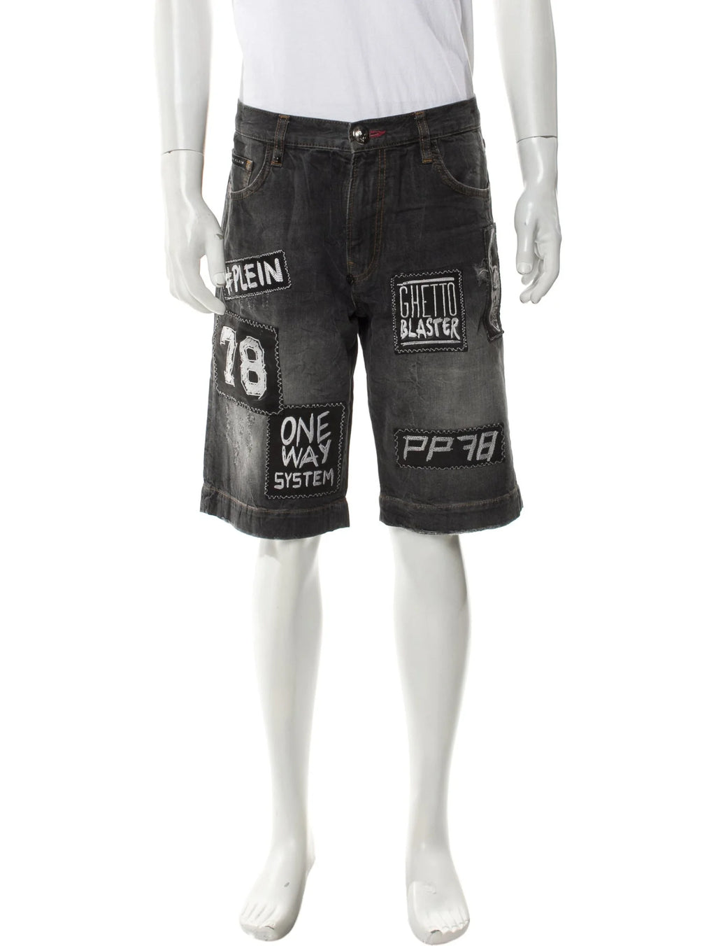 Philipp Plein Denim Jean Shorts