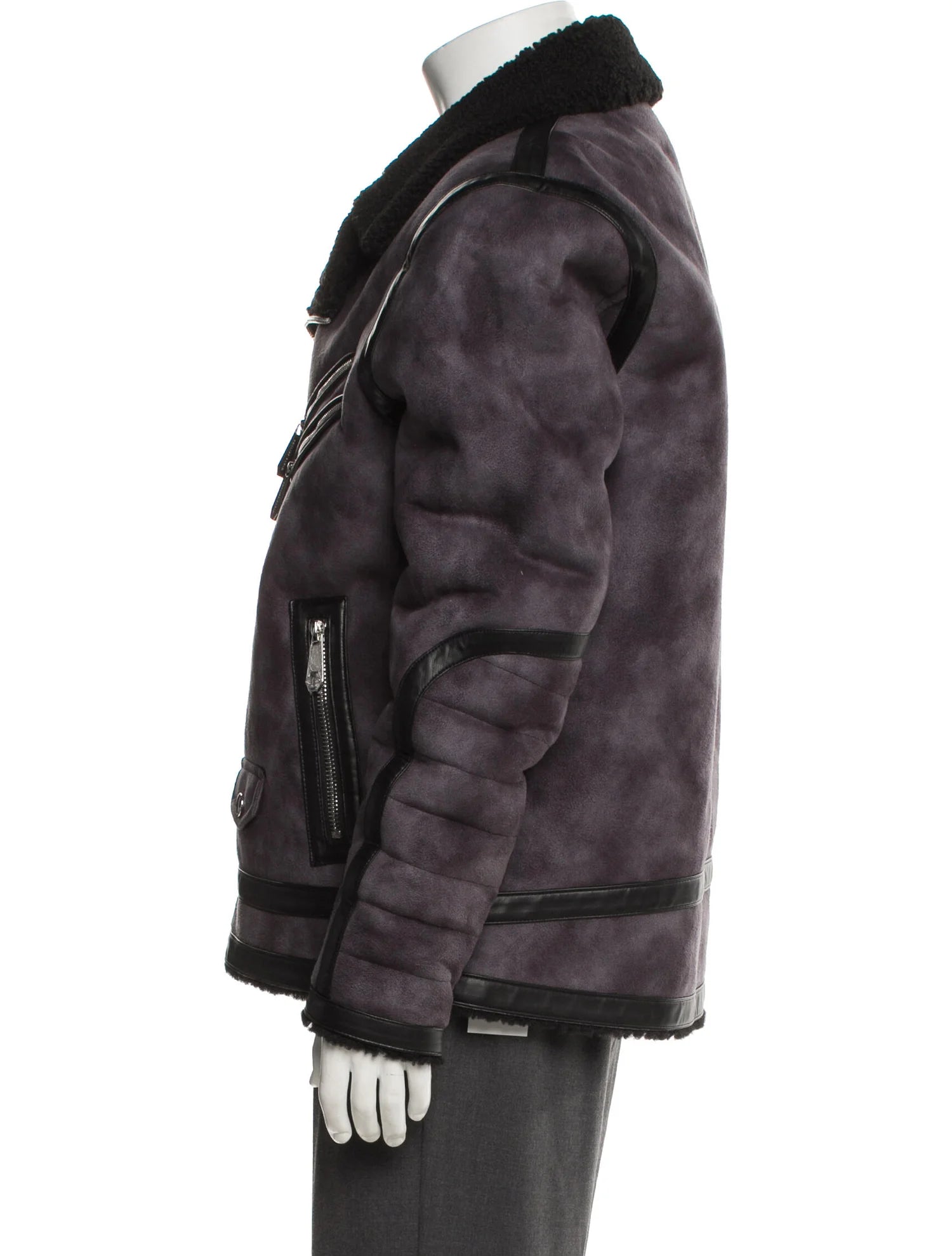Philipp Plein Biker Suede Sherpa Jacket
