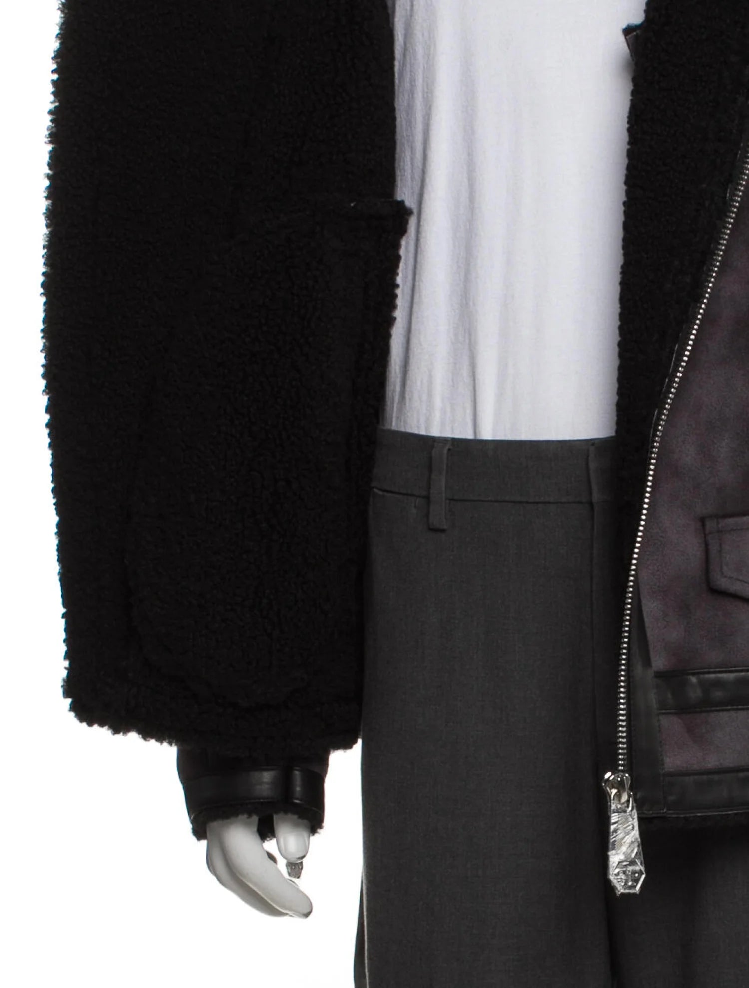 Philipp Plein Biker Suede Sherpa Jacket
