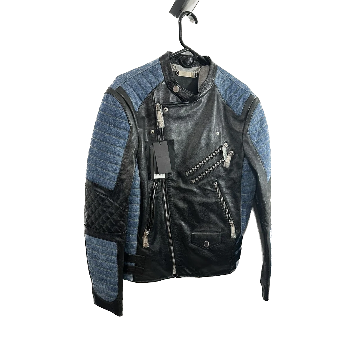 Philipp Plein Leather x Denim Jacket