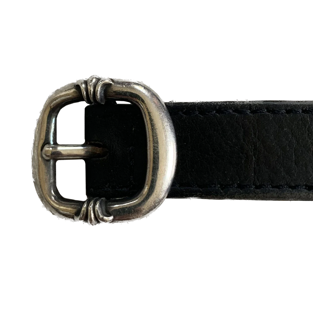 Chrome Hearts Silver Cross Leather Bracelet