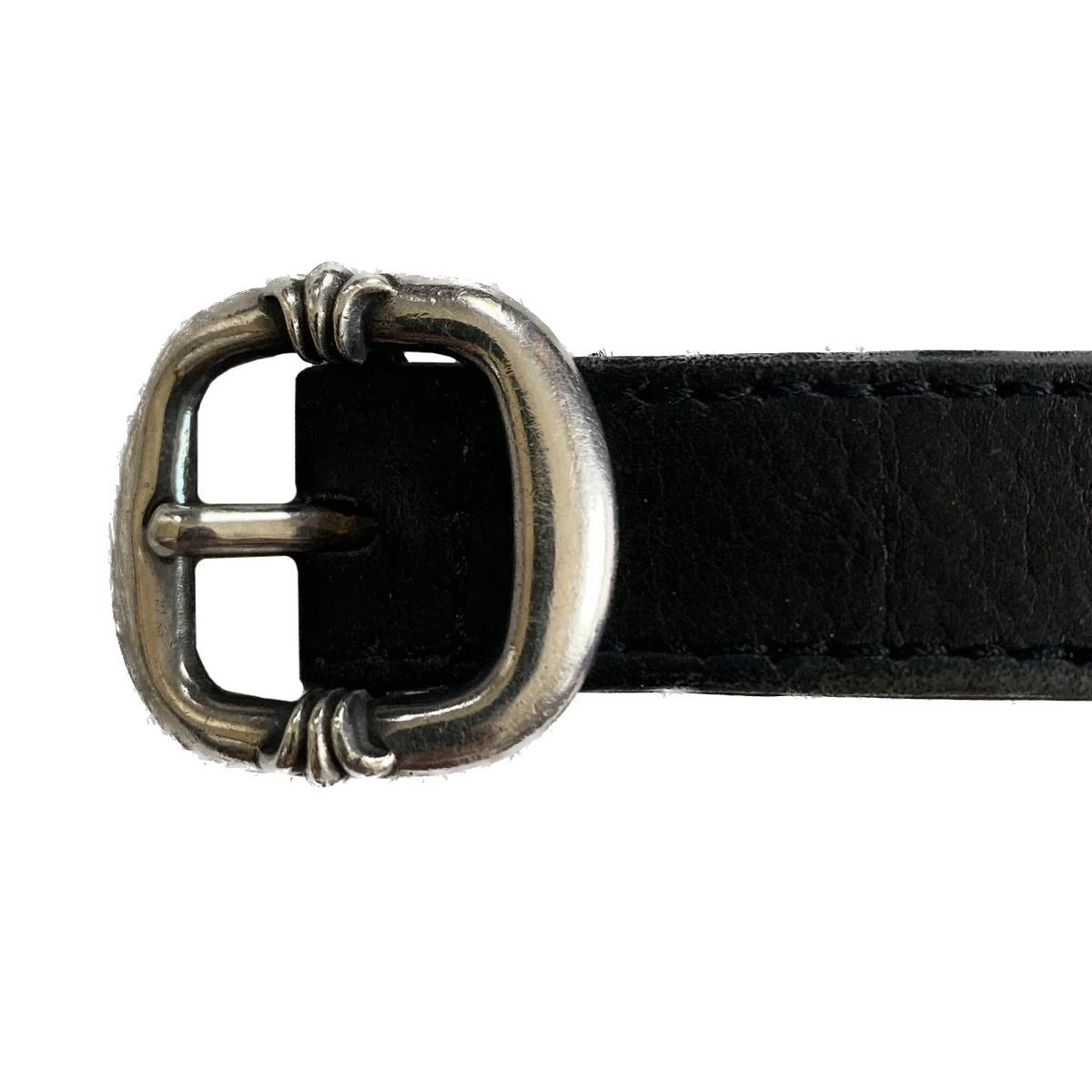 Chrome Hearts Silver Cross Leather Bracelet