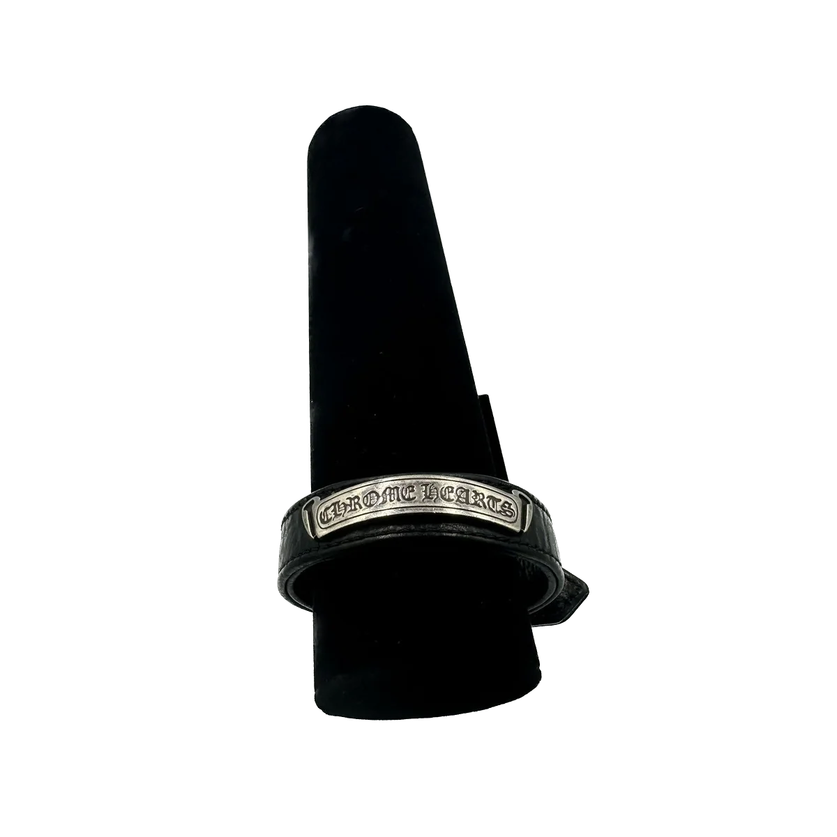Chrome Hearts Leather Silver Logo Scroll Bracelet